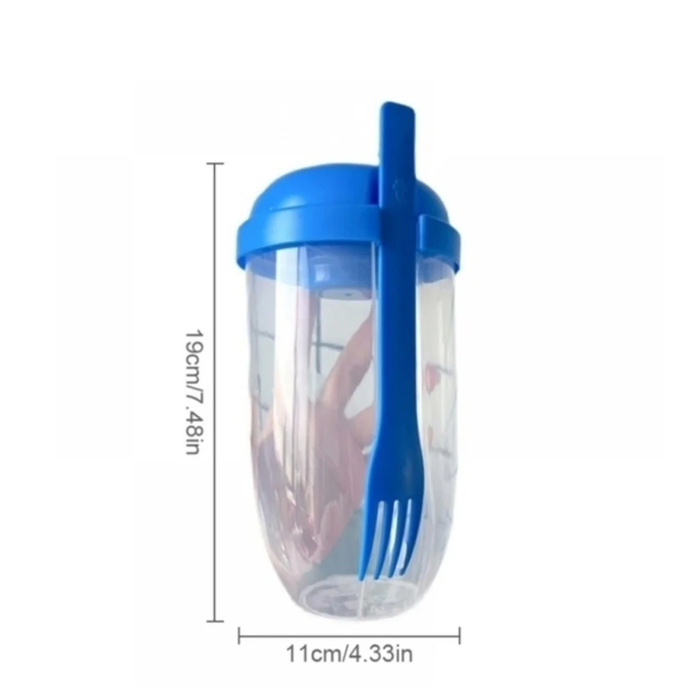 Fresh Salad to Go Container‎ Set with Fork and Dressing Holder, Blue (10…